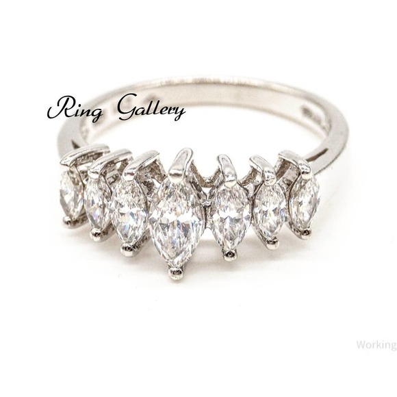 10K Diamond Marquise-Cut Anniversary Band REAL DIAMONDS size6,7,8 - Picture 2 of 12